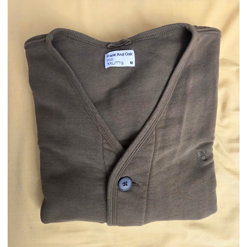 Frank And Oak Army Green Button Down Sweatshirt